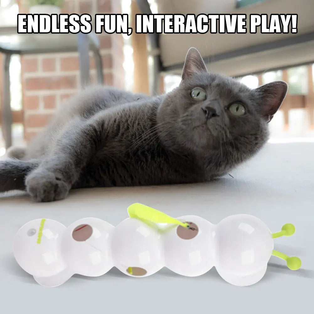 Caterpillar Teasing Cat Toy Motion Activated Kitten Toy Rechargeable Automatic Cat Toy with Tail for Indoor Cats Toy Ball