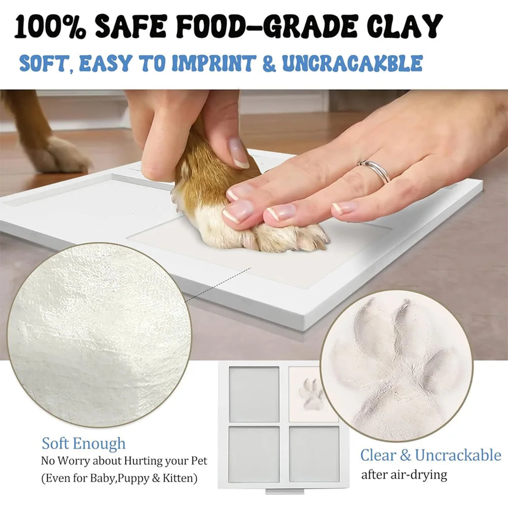 Cat Dog Pet/Baby Hand and Foot Printing Table, Commemorative Photo Album Production DIY Photo Frame with Mold Clay Imprint Kit