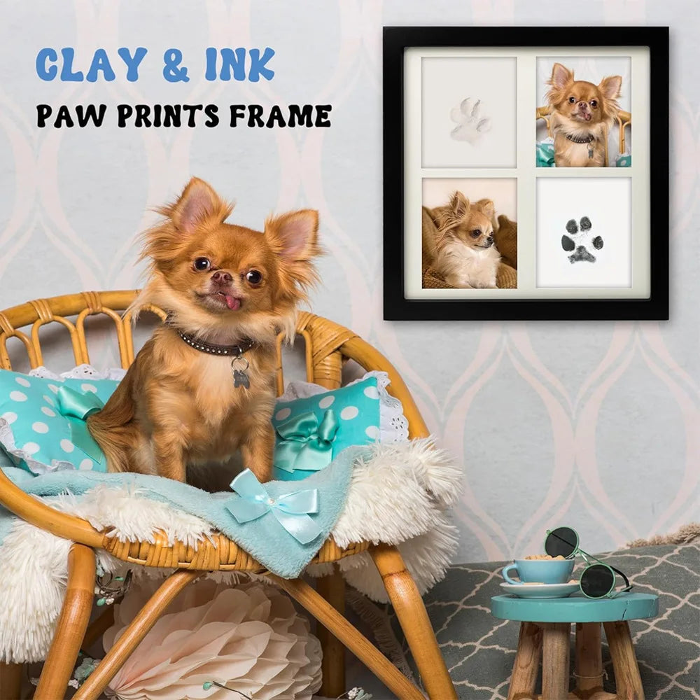 Cat Dog Pet/Baby Hand and Foot Printing Table, Commemorative Photo Album Production DIY Photo Frame with Mold Clay Imprint Kit
