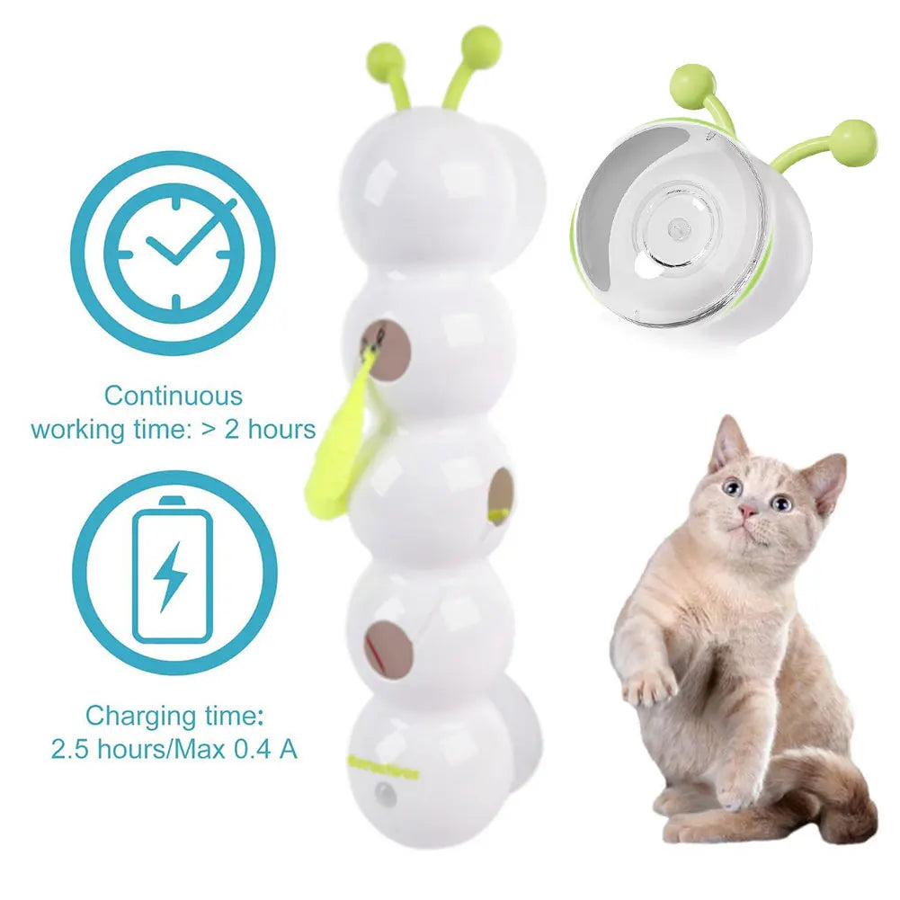 Caterpillar Teasing Cat Toy Motion Activated Kitten Toy Rechargeable Automatic Cat Toy with Tail for Indoor Cats Toy Ball
